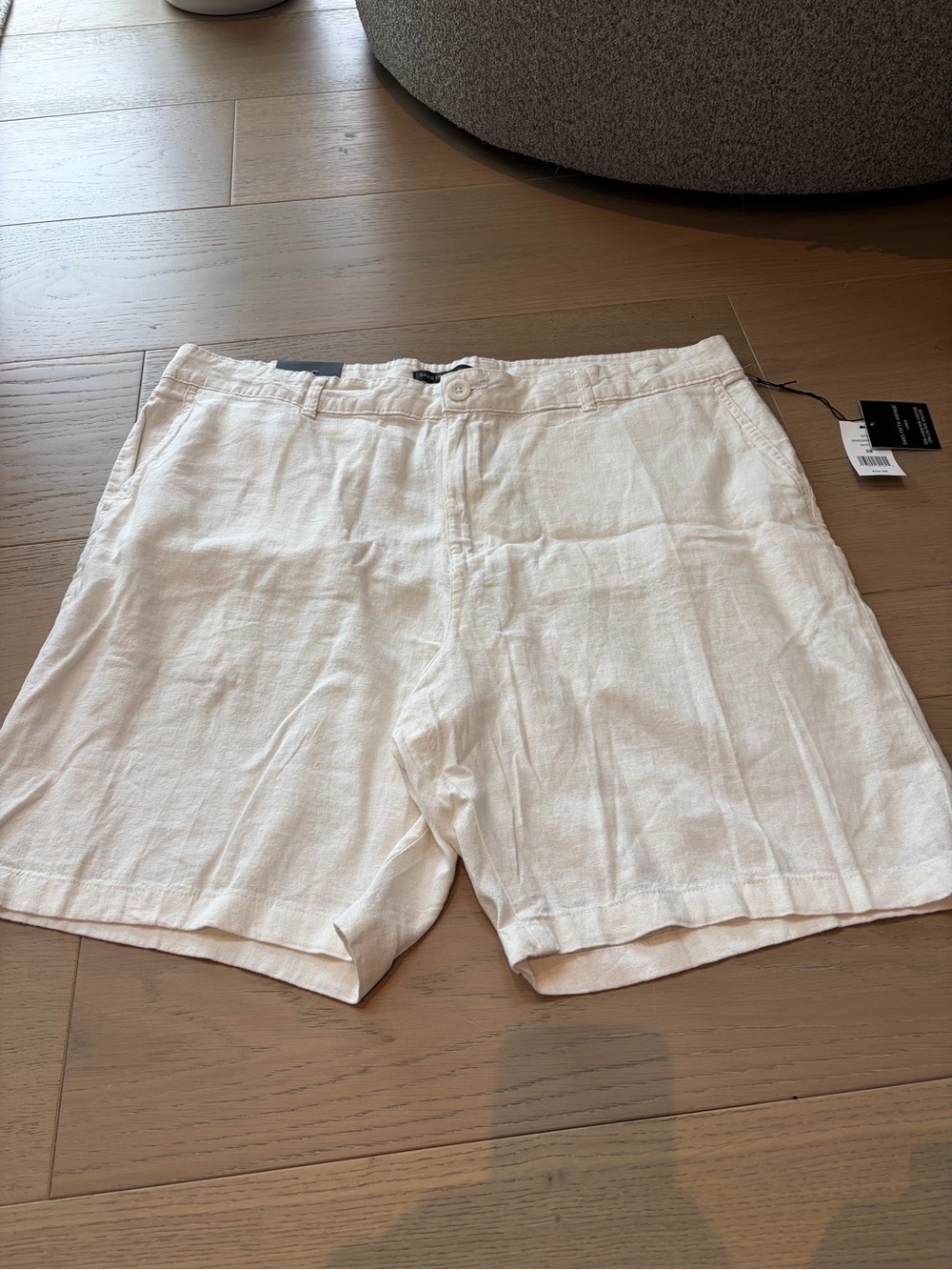 Saks Fifth Avenue Cream Flat Front Linen-Blend Men's Shorts
